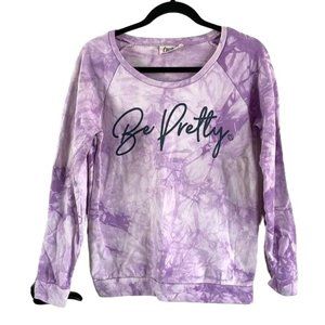 Cheekys Brand Sz Medium Be Pretty Purple Tie Dye Pullover Sweater